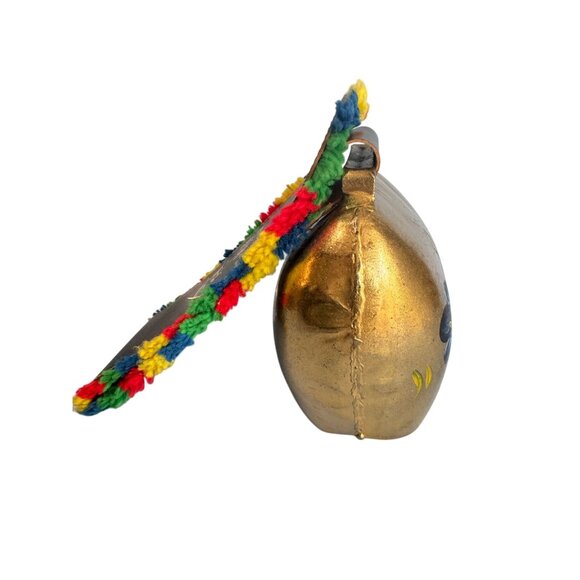 Large Hand-Painted Brass Swedish Cow Bell w/Leather Strap 16" Tall Signed Bauma - Picture 10 of 10